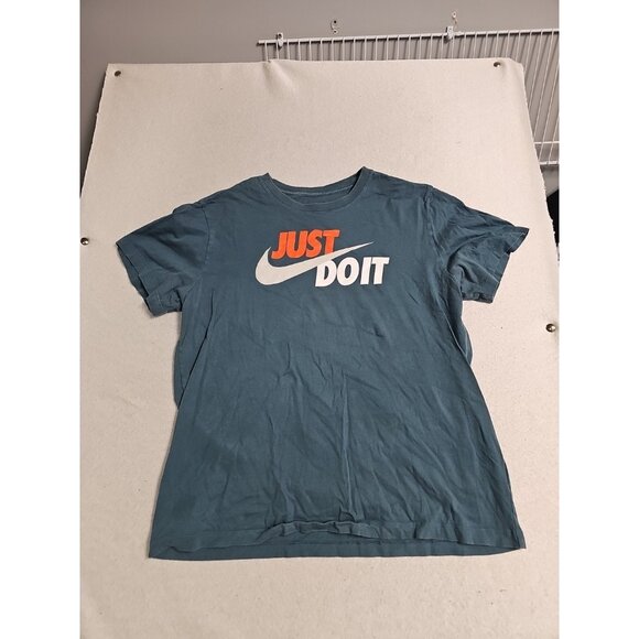 Nike T-Shirt Mens Size XL Gray blue  Short Sleeve Just Do It Spellout Swoosh - Picture 1 of 5